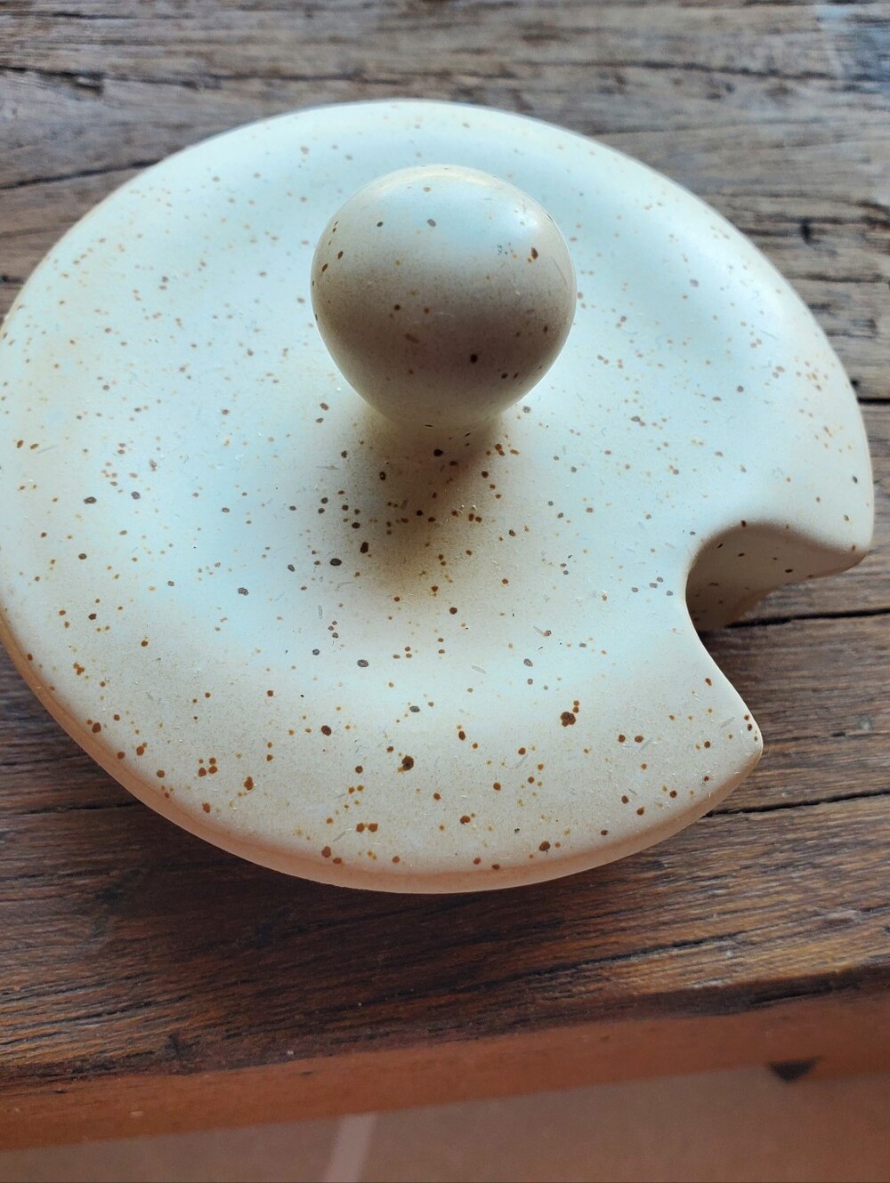 NEW-Ceramic Honey Pot with Wood Honey Dipper - Cream Speckled - Picture 2 of 6